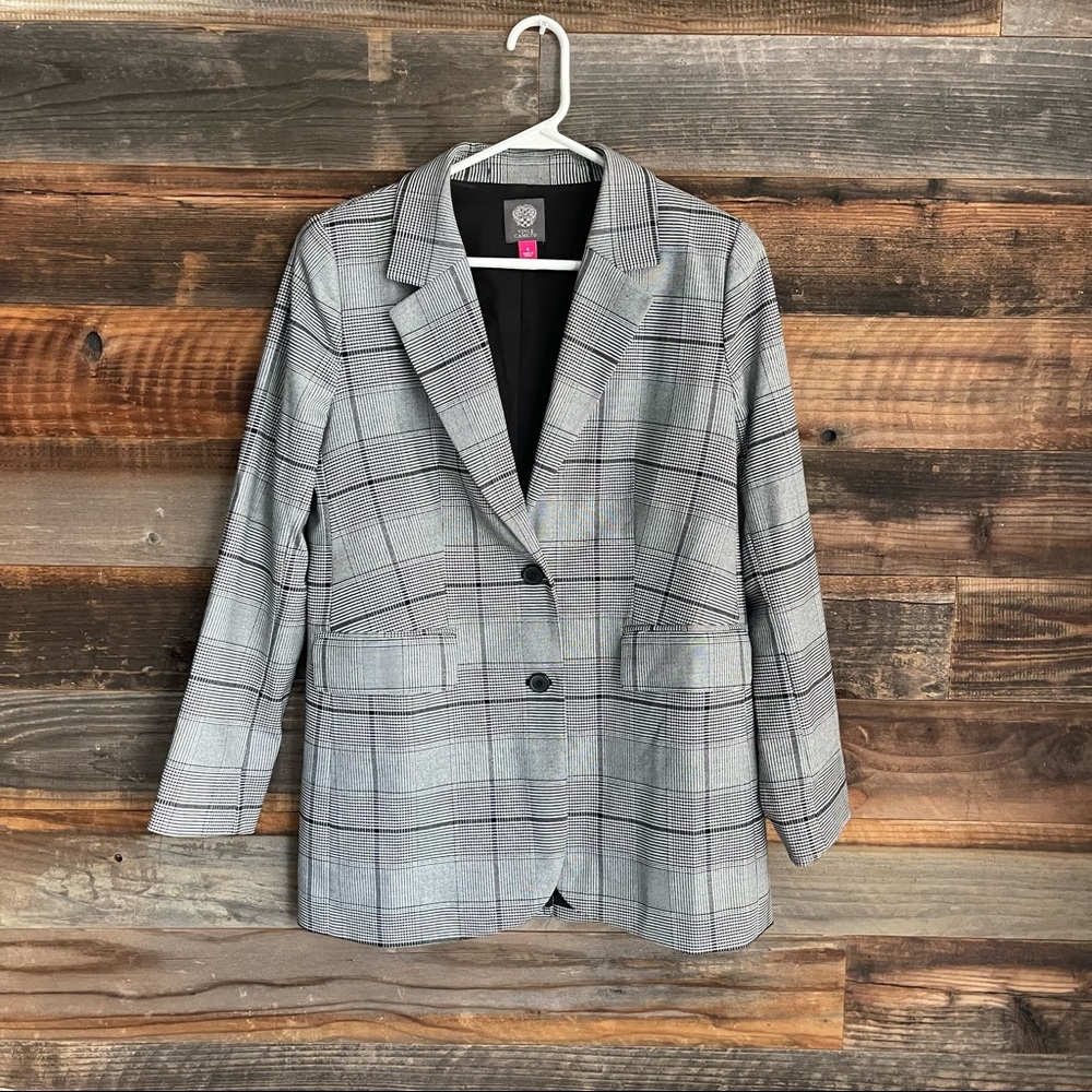 VINCE CAMUTO gray plaid jacket blazer